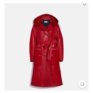 COACH Leather Trench Coat with Ruching Detail